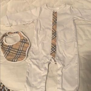 Burberry Children 6m onesie with bib.